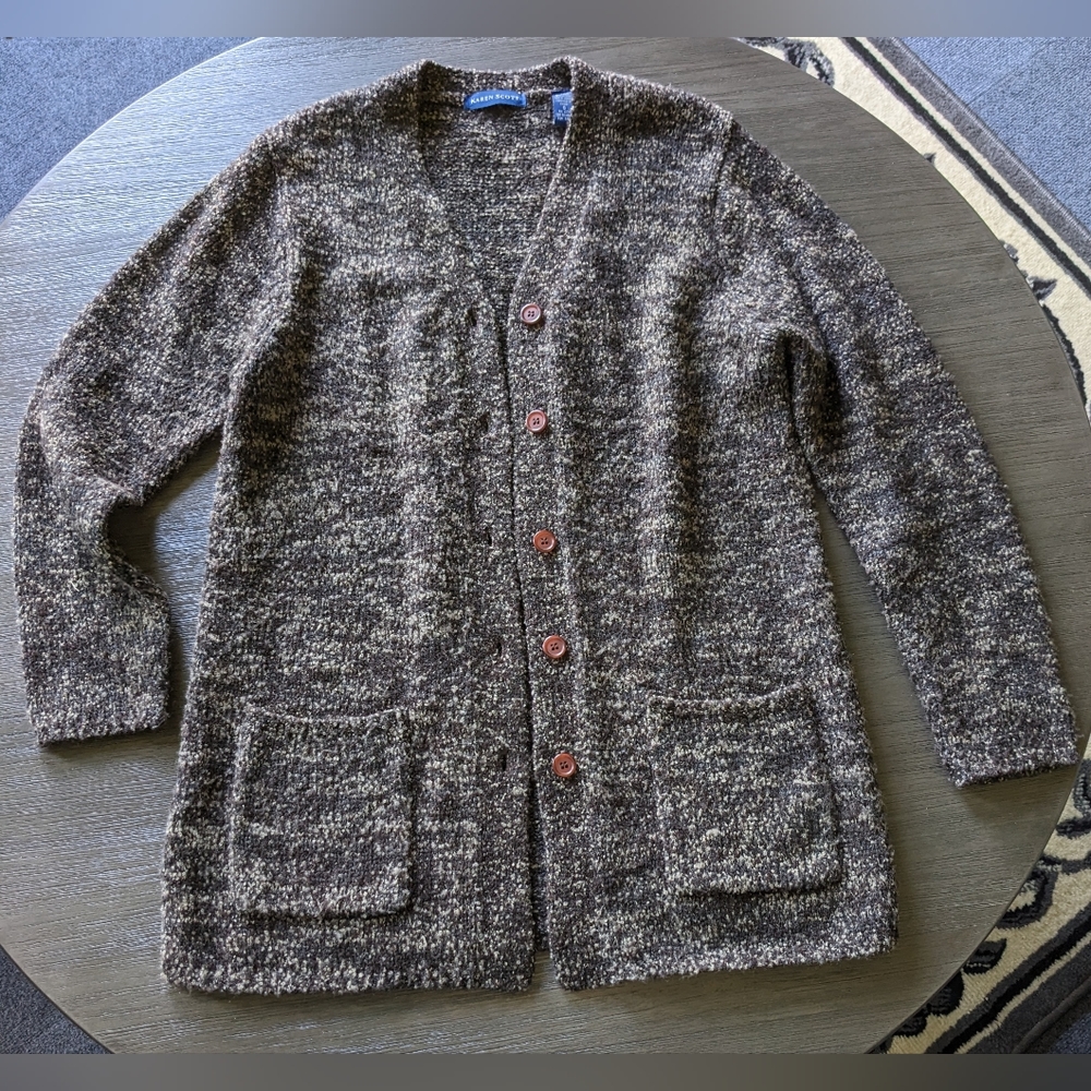 Karen Scott Wool Knitted Cardigan Sweater - Picture 1 of 3